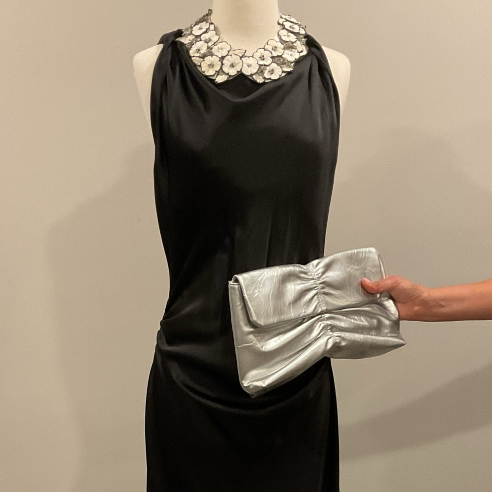Silver clutch from Anthropologie
